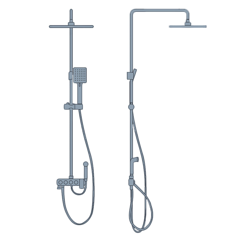 Modern Style Shower System Copper Spot Resist Rectangle Wall Mounted Shower System Clearhalo 'Bathroom Remodel & Bathroom Fixtures' 'Home Improvement' 'home_improvement' 'home_improvement_shower_faucets' 'Shower Faucets & Systems' 'shower_faucets' 'Showers & Bathtubs Plumbing' 'Showers & Bathtubs' 6484610