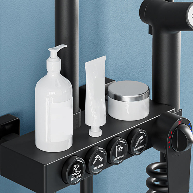 Modern Style Shower System Copper Spot Resist Rectangle Wall Mounted Shower System Clearhalo 'Bathroom Remodel & Bathroom Fixtures' 'Home Improvement' 'home_improvement' 'home_improvement_shower_faucets' 'Shower Faucets & Systems' 'shower_faucets' 'Showers & Bathtubs Plumbing' 'Showers & Bathtubs' 6484620