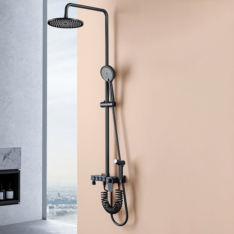 Modern Style Shower System Copper Spot Resist Rectangle Wall Mounted Shower System Clearhalo 'Bathroom Remodel & Bathroom Fixtures' 'Home Improvement' 'home_improvement' 'home_improvement_shower_faucets' 'Shower Faucets & Systems' 'shower_faucets' 'Showers & Bathtubs Plumbing' 'Showers & Bathtubs' 6484623