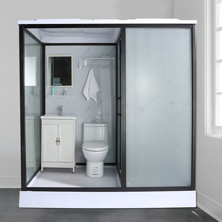 Contemporary Shower Enclosure Frosted Framed Shower Enclosure Clearhalo 'Bathroom Remodel & Bathroom Fixtures' 'Home Improvement' 'home_improvement' 'home_improvement_shower_stalls_enclosures' 'Shower Stalls & Enclosures' 'shower_stalls_enclosures' 'Showers & Bathtubs' 6484626