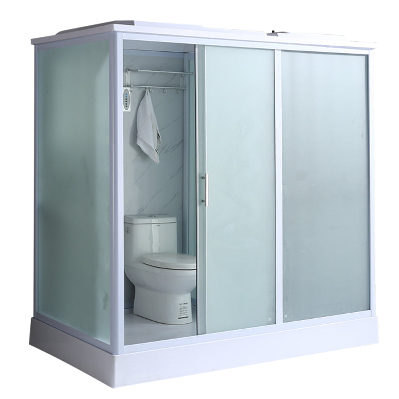 Contemporary Shower Enclosure Frosted Framed Shower Enclosure Front Opening White Clearhalo 'Bathroom Remodel & Bathroom Fixtures' 'Home Improvement' 'home_improvement' 'home_improvement_shower_stalls_enclosures' 'Shower Stalls & Enclosures' 'shower_stalls_enclosures' 'Showers & Bathtubs' 6484627