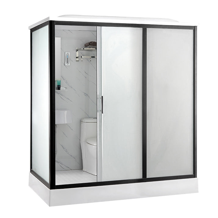 Contemporary Shower Enclosure Frosted Framed Shower Enclosure Clearhalo 'Bathroom Remodel & Bathroom Fixtures' 'Home Improvement' 'home_improvement' 'home_improvement_shower_stalls_enclosures' 'Shower Stalls & Enclosures' 'shower_stalls_enclosures' 'Showers & Bathtubs' 6484629