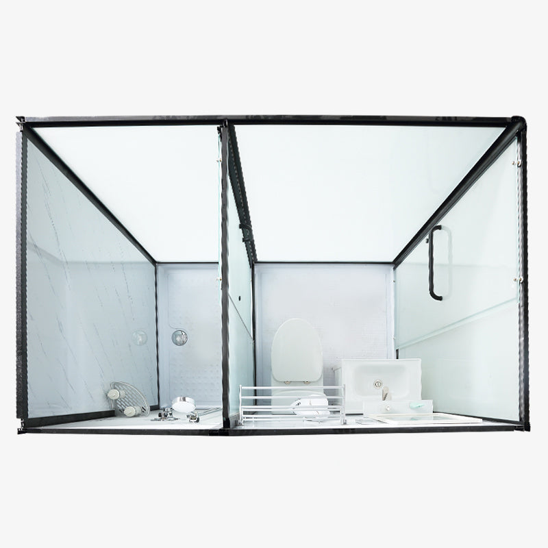 Contemporary Shower Enclosure Frosted Framed Shower Enclosure Clearhalo 'Bathroom Remodel & Bathroom Fixtures' 'Home Improvement' 'home_improvement' 'home_improvement_shower_stalls_enclosures' 'Shower Stalls & Enclosures' 'shower_stalls_enclosures' 'Showers & Bathtubs' 6484630