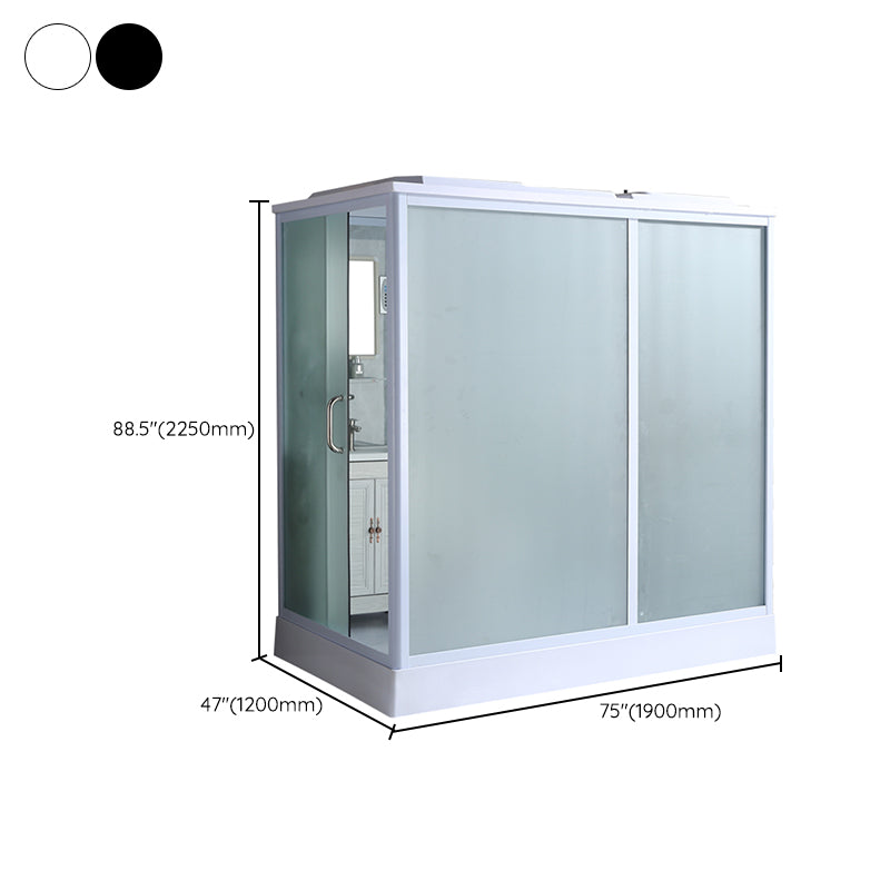 Contemporary Shower Enclosure Frosted Framed Shower Enclosure Clearhalo 'Bathroom Remodel & Bathroom Fixtures' 'Home Improvement' 'home_improvement' 'home_improvement_shower_stalls_enclosures' 'Shower Stalls & Enclosures' 'shower_stalls_enclosures' 'Showers & Bathtubs' 6484640