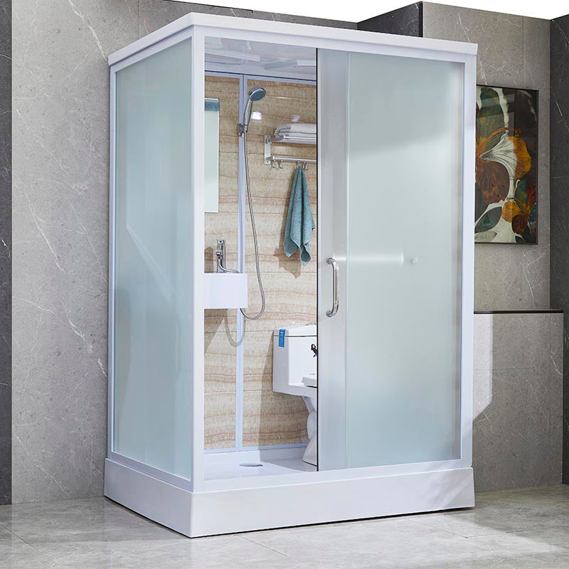 Contemporary Rectangle Shower Stall Clear Framed Shower Stall with Ceiling 55.1"L x 43.3"W x 88.6"H Front Door Opening Right Clearhalo 'Bathroom Remodel & Bathroom Fixtures' 'Home Improvement' 'home_improvement' 'home_improvement_shower_stalls_enclosures' 'Shower Stalls & Enclosures' 'shower_stalls_enclosures' 'Showers & Bathtubs' 6484649