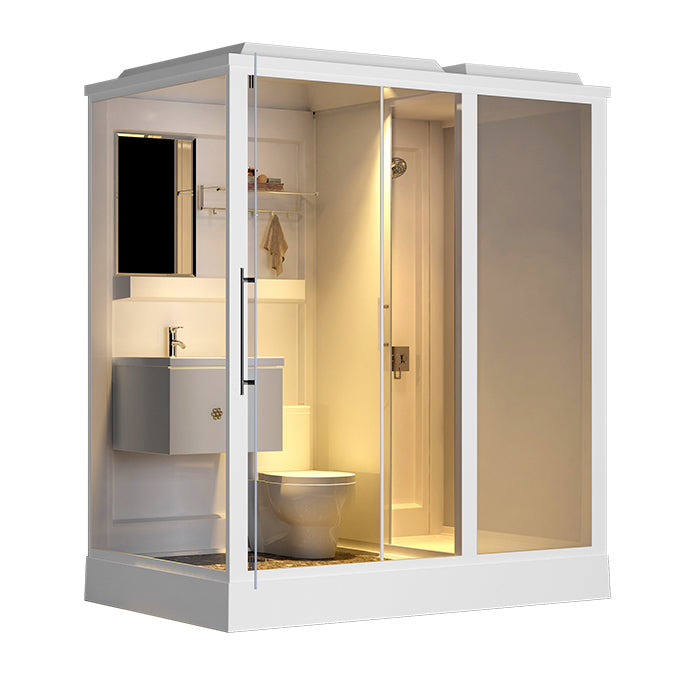 Contemporary Rectangle Shower Stall Clear Framed Shower Stall with Ceiling Clearhalo 'Bathroom Remodel & Bathroom Fixtures' 'Home Improvement' 'home_improvement' 'home_improvement_shower_stalls_enclosures' 'Shower Stalls & Enclosures' 'shower_stalls_enclosures' 'Showers & Bathtubs' 6484652