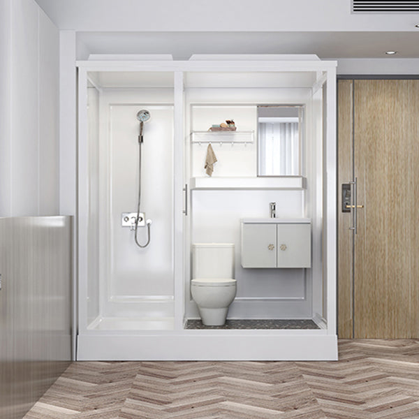 Contemporary Rectangle Shower Stall Clear Framed Shower Stall with Ceiling Clearhalo 'Bathroom Remodel & Bathroom Fixtures' 'Home Improvement' 'home_improvement' 'home_improvement_shower_stalls_enclosures' 'Shower Stalls & Enclosures' 'shower_stalls_enclosures' 'Showers & Bathtubs' 6484662