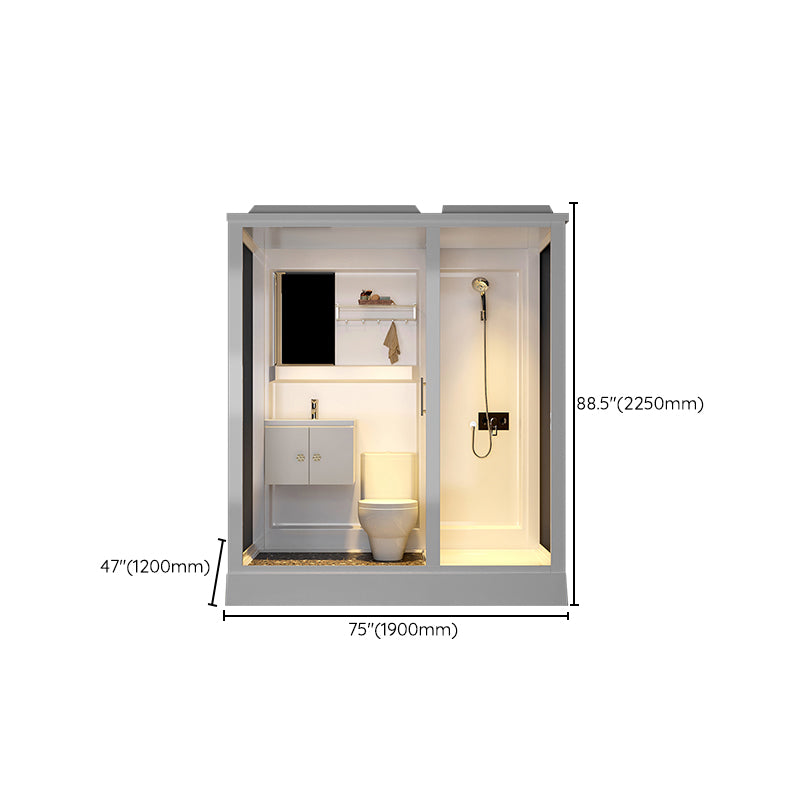 Contemporary Rectangle Shower Stall Clear Framed Shower Stall with Ceiling Clearhalo 'Bathroom Remodel & Bathroom Fixtures' 'Home Improvement' 'home_improvement' 'home_improvement_shower_stalls_enclosures' 'Shower Stalls & Enclosures' 'shower_stalls_enclosures' 'Showers & Bathtubs' 6484668