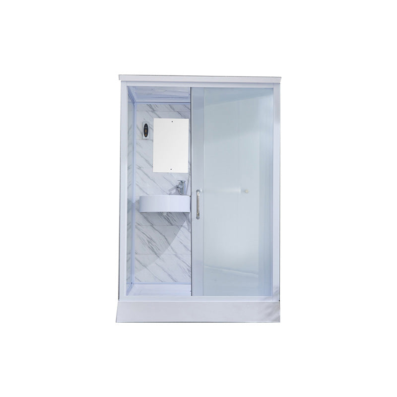 Rectangular Frosted Glass Shower Enclosure Single Sliding Framed Shower Enclosure Clearhalo 'Bathroom Remodel & Bathroom Fixtures' 'Home Improvement' 'home_improvement' 'home_improvement_shower_stalls_enclosures' 'Shower Stalls & Enclosures' 'shower_stalls_enclosures' 'Showers & Bathtubs' 6484677