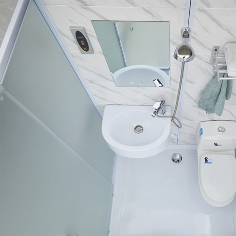 Rectangular Frosted Glass Shower Enclosure Single Sliding Framed Shower Enclosure Clearhalo 'Bathroom Remodel & Bathroom Fixtures' 'Home Improvement' 'home_improvement' 'home_improvement_shower_stalls_enclosures' 'Shower Stalls & Enclosures' 'shower_stalls_enclosures' 'Showers & Bathtubs' 6484678