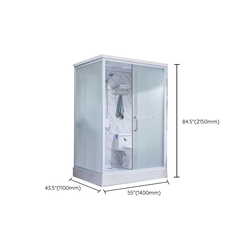 Rectangular Frosted Glass Shower Enclosure Single Sliding Framed Shower Enclosure Clearhalo 'Bathroom Remodel & Bathroom Fixtures' 'Home Improvement' 'home_improvement' 'home_improvement_shower_stalls_enclosures' 'Shower Stalls & Enclosures' 'shower_stalls_enclosures' 'Showers & Bathtubs' 6484685