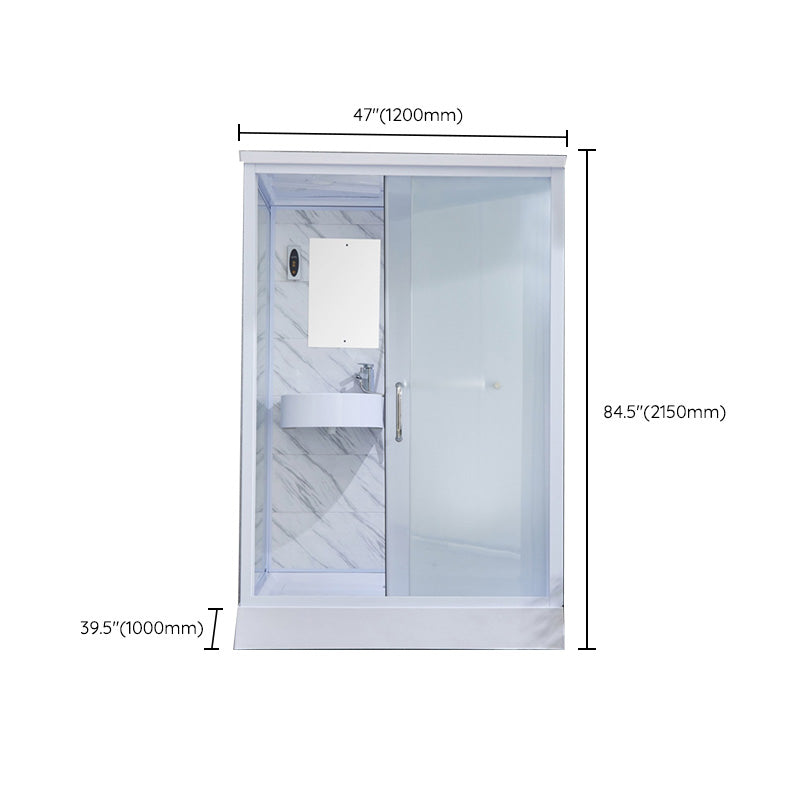 Rectangular Frosted Glass Shower Enclosure Single Sliding Framed Shower Enclosure Clearhalo 'Bathroom Remodel & Bathroom Fixtures' 'Home Improvement' 'home_improvement' 'home_improvement_shower_stalls_enclosures' 'Shower Stalls & Enclosures' 'shower_stalls_enclosures' 'Showers & Bathtubs' 6484686