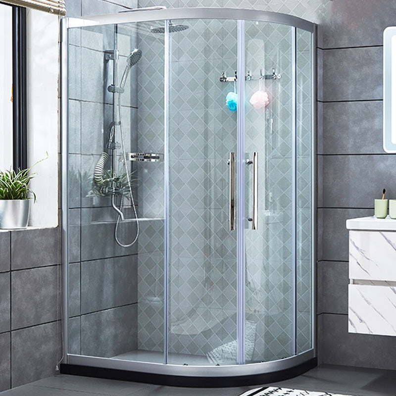 Framed Tempered Glass Shower Enclosure with Pedestal Half-Framed Shower Enclosure Clearhalo 'Bathroom Remodel & Bathroom Fixtures' 'Home Improvement' 'home_improvement' 'home_improvement_shower_stalls_enclosures' 'Shower Stalls & Enclosures' 'shower_stalls_enclosures' 'Showers & Bathtubs' 6484691