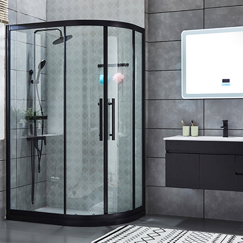 Framed Tempered Glass Shower Enclosure with Pedestal Half-Framed Shower Enclosure Clearhalo 'Bathroom Remodel & Bathroom Fixtures' 'Home Improvement' 'home_improvement' 'home_improvement_shower_stalls_enclosures' 'Shower Stalls & Enclosures' 'shower_stalls_enclosures' 'Showers & Bathtubs' 6484696