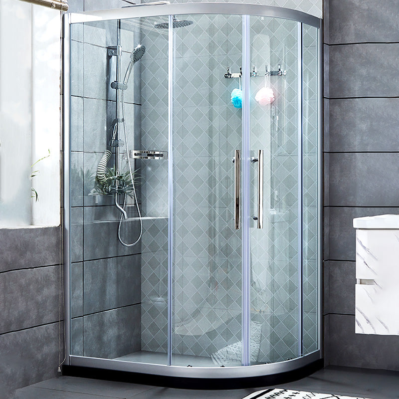Framed Tempered Glass Shower Enclosure with Pedestal Half-Framed Shower Enclosure Clearhalo 'Bathroom Remodel & Bathroom Fixtures' 'Home Improvement' 'home_improvement' 'home_improvement_shower_stalls_enclosures' 'Shower Stalls & Enclosures' 'shower_stalls_enclosures' 'Showers & Bathtubs' 6484698