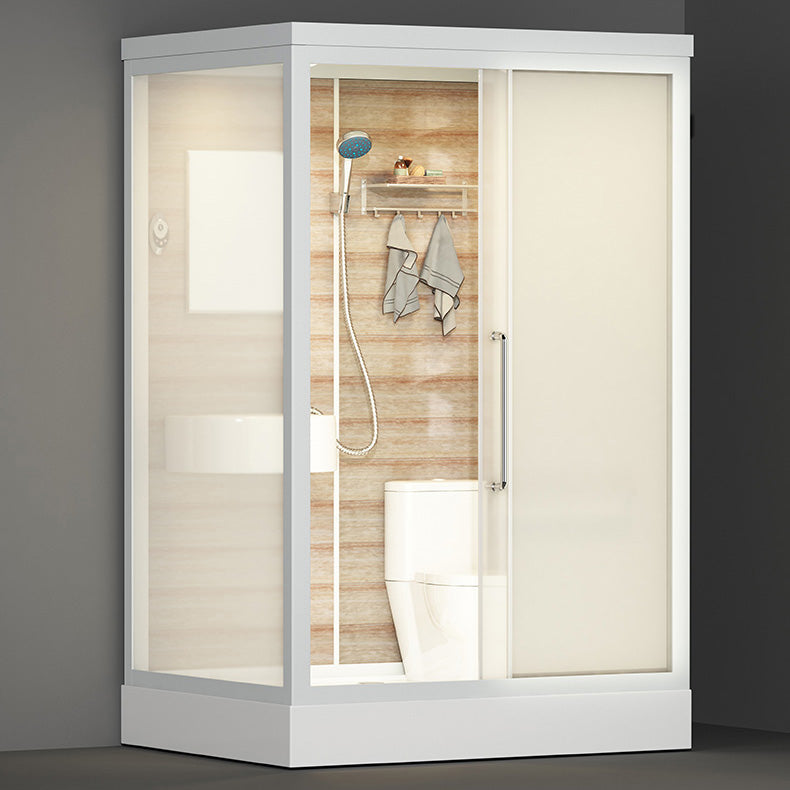Sliding Rectangular Shower Enclosure Framed Shower Enclosure with Tempered Glass 55"L x 43"W x 91"H Toilet Included Front Opening Clearhalo 'Bathroom Remodel & Bathroom Fixtures' 'Home Improvement' 'home_improvement' 'home_improvement_shower_stalls_enclosures' 'Shower Stalls & Enclosures' 'shower_stalls_enclosures' 'Showers & Bathtubs' 6484712