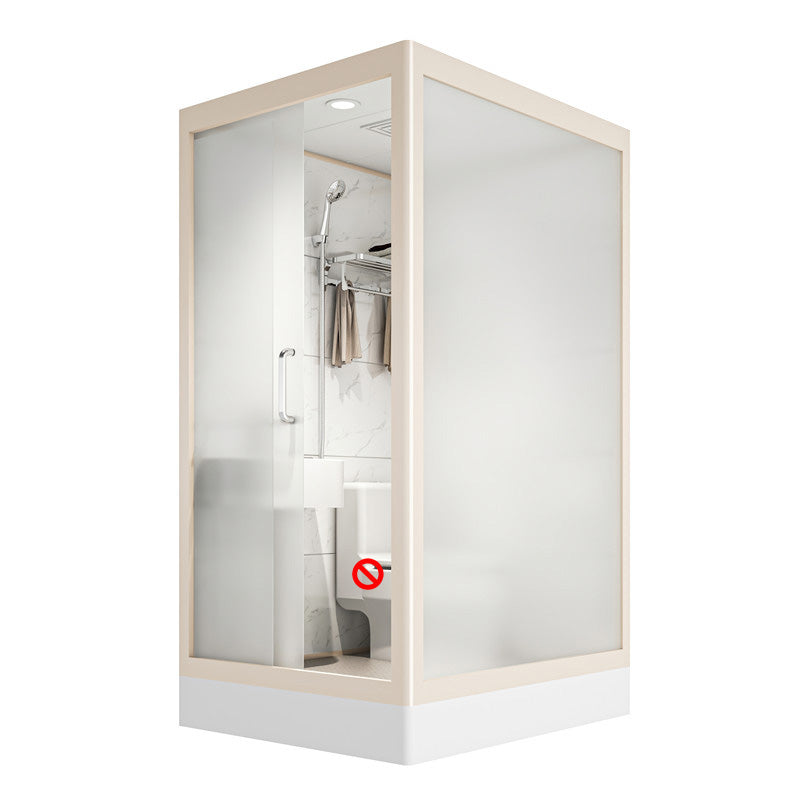 Rectangular Sliding Shower Enclosure Framed Shower Enclosure in White Toilet Not Included Sided Opening Clearhalo 'Bathroom Remodel & Bathroom Fixtures' 'Home Improvement' 'home_improvement' 'home_improvement_shower_stalls_enclosures' 'Shower Stalls & Enclosures' 'shower_stalls_enclosures' 'Showers & Bathtubs' 6484735