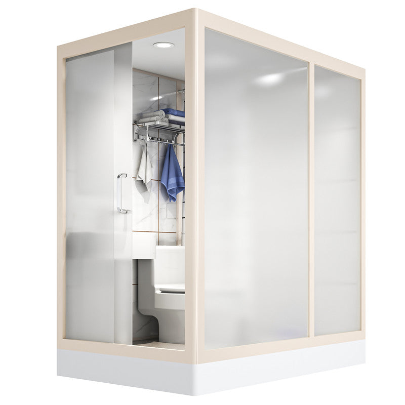 Rectangular Sliding Shower Enclosure Framed Shower Enclosure in White Clearhalo 'Bathroom Remodel & Bathroom Fixtures' 'Home Improvement' 'home_improvement' 'home_improvement_shower_stalls_enclosures' 'Shower Stalls & Enclosures' 'shower_stalls_enclosures' 'Showers & Bathtubs' 6484742