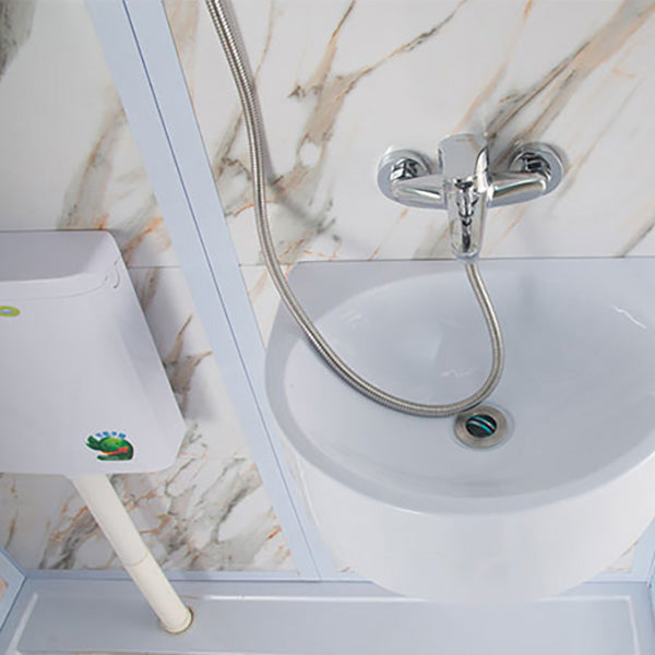 Single Sliding Frosted Glass Shower Enclosure Framed Shower Enclosure in White Clearhalo 'Bathroom Remodel & Bathroom Fixtures' 'Home Improvement' 'home_improvement' 'home_improvement_shower_stalls_enclosures' 'Shower Stalls & Enclosures' 'shower_stalls_enclosures' 'Showers & Bathtubs' 6484768