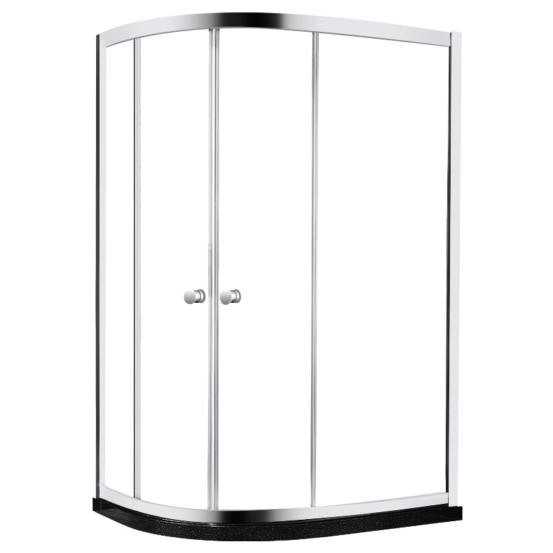 Semicircle Sliding Shower Enclosure Framed Shower Enclosure with Tempered Glass Clearhalo 'Bathroom Remodel & Bathroom Fixtures' 'Home Improvement' 'home_improvement' 'home_improvement_shower_stalls_enclosures' 'Shower Stalls & Enclosures' 'shower_stalls_enclosures' 'Showers & Bathtubs' 6484781