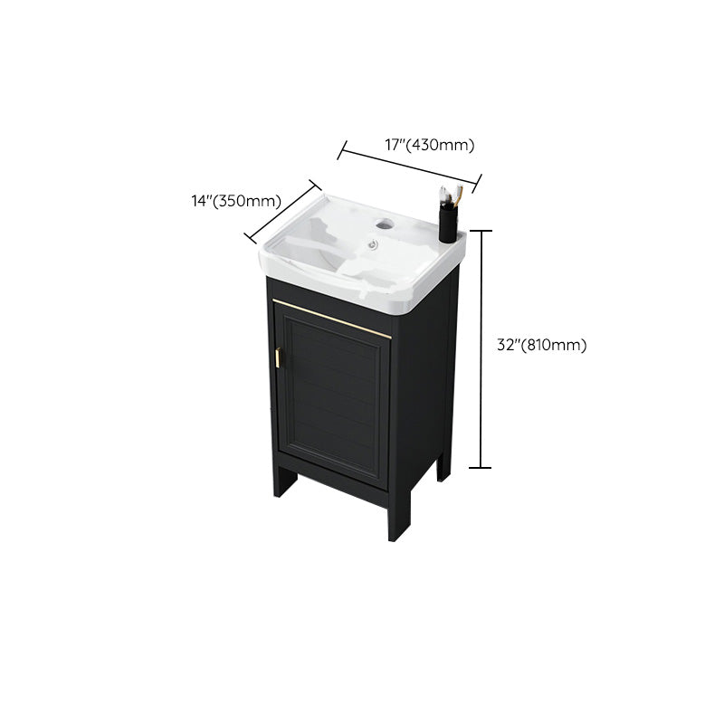 Modern Metal Sink Cabinet Mirror Wall-Mounted Bathroom Vanity Cabinet in Black Clearhalo 'Bathroom Remodel & Bathroom Fixtures' 'Bathroom Vanities' 'bathroom_vanities' 'Home Improvement' 'home_improvement' 'home_improvement_bathroom_vanities' 6484848
