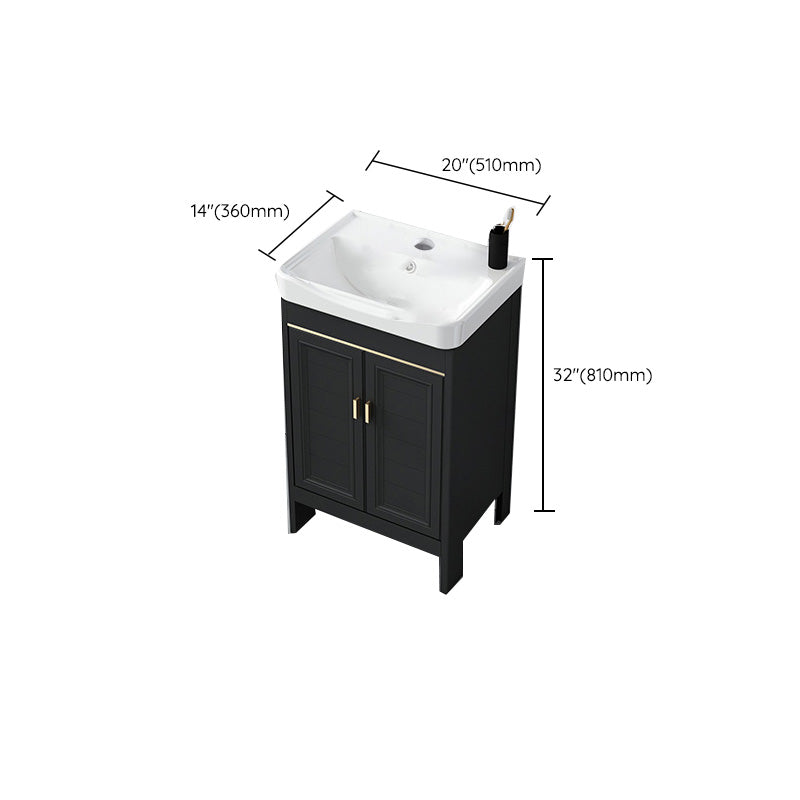 Modern Metal Sink Cabinet Mirror Wall-Mounted Bathroom Vanity Cabinet in Black Clearhalo 'Bathroom Remodel & Bathroom Fixtures' 'Bathroom Vanities' 'bathroom_vanities' 'Home Improvement' 'home_improvement' 'home_improvement_bathroom_vanities' 6484849