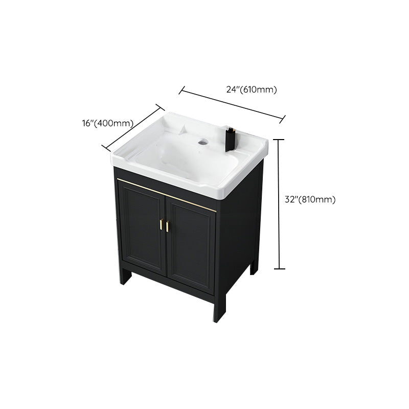 Modern Metal Sink Cabinet Mirror Wall-Mounted Bathroom Vanity Cabinet in Black Clearhalo 'Bathroom Remodel & Bathroom Fixtures' 'Bathroom Vanities' 'bathroom_vanities' 'Home Improvement' 'home_improvement' 'home_improvement_bathroom_vanities' 6484850
