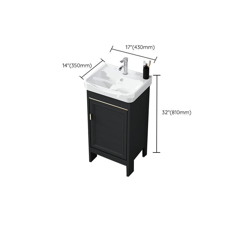 Modern Metal Sink Cabinet Mirror Wall-Mounted Bathroom Vanity Cabinet in Black Clearhalo 'Bathroom Remodel & Bathroom Fixtures' 'Bathroom Vanities' 'bathroom_vanities' 'Home Improvement' 'home_improvement' 'home_improvement_bathroom_vanities' 6484853
