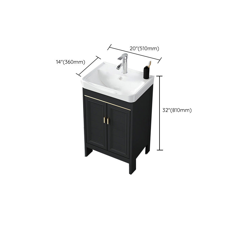 Modern Metal Sink Cabinet Mirror Wall-Mounted Bathroom Vanity Cabinet in Black Clearhalo 'Bathroom Remodel & Bathroom Fixtures' 'Bathroom Vanities' 'bathroom_vanities' 'Home Improvement' 'home_improvement' 'home_improvement_bathroom_vanities' 6484854