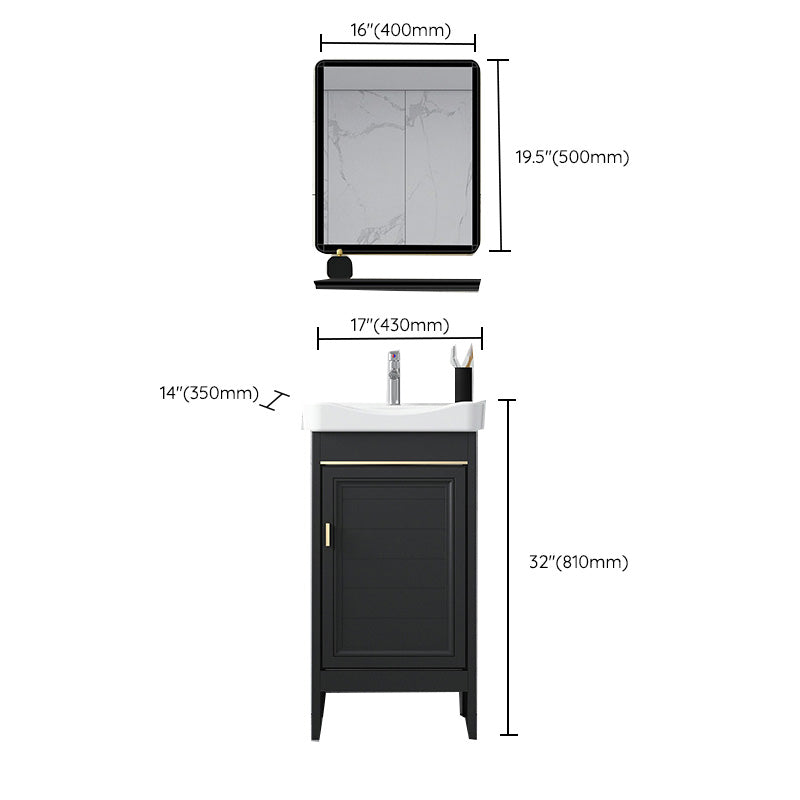 Modern Metal Sink Cabinet Mirror Wall-Mounted Bathroom Vanity Cabinet in Black Clearhalo 'Bathroom Remodel & Bathroom Fixtures' 'Bathroom Vanities' 'bathroom_vanities' 'Home Improvement' 'home_improvement' 'home_improvement_bathroom_vanities' 6484867