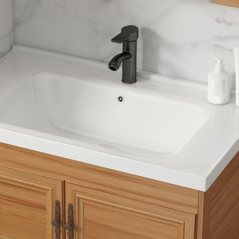 Contemporary Vanity Sink Wooden Mirror Cabinet Bathroom Space Saver Vanity Clearhalo 'Bathroom Remodel & Bathroom Fixtures' 'Bathroom Vanities' 'bathroom_vanities' 'Home Improvement' 'home_improvement' 'home_improvement_bathroom_vanities' 6484885