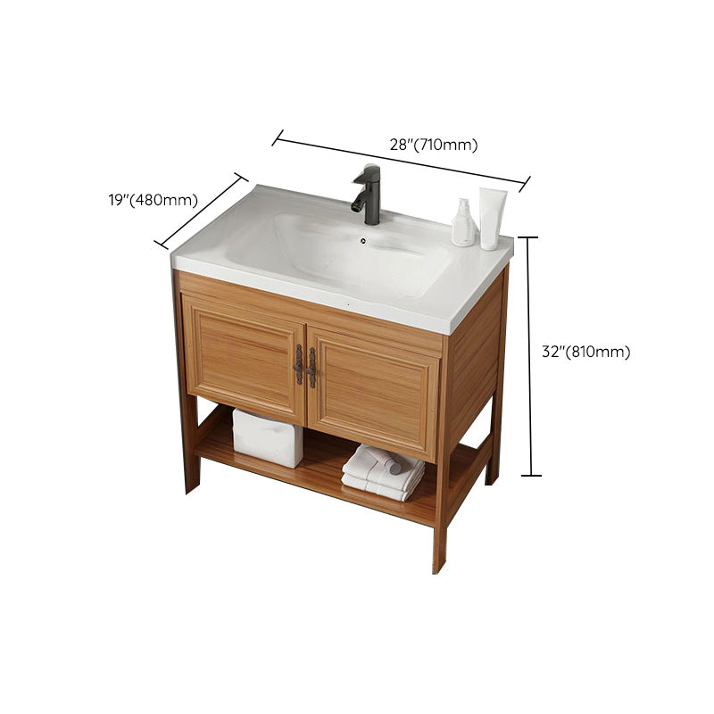 Contemporary Vanity Sink Wooden Mirror Cabinet Bathroom Space Saver Vanity Clearhalo 'Bathroom Remodel & Bathroom Fixtures' 'Bathroom Vanities' 'bathroom_vanities' 'Home Improvement' 'home_improvement' 'home_improvement_bathroom_vanities' 6484904