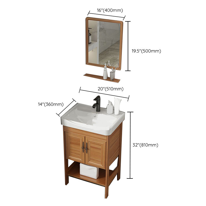 Contemporary Vanity Sink Wooden Mirror Cabinet Bathroom Space Saver Vanity Clearhalo 'Bathroom Remodel & Bathroom Fixtures' 'Bathroom Vanities' 'bathroom_vanities' 'Home Improvement' 'home_improvement' 'home_improvement_bathroom_vanities' 6484907