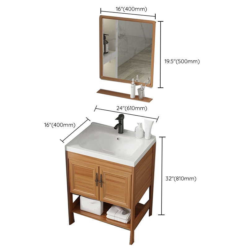 Contemporary Vanity Sink Wooden Mirror Cabinet Bathroom Space Saver Vanity Clearhalo 'Bathroom Remodel & Bathroom Fixtures' 'Bathroom Vanities' 'bathroom_vanities' 'Home Improvement' 'home_improvement' 'home_improvement_bathroom_vanities' 6484908