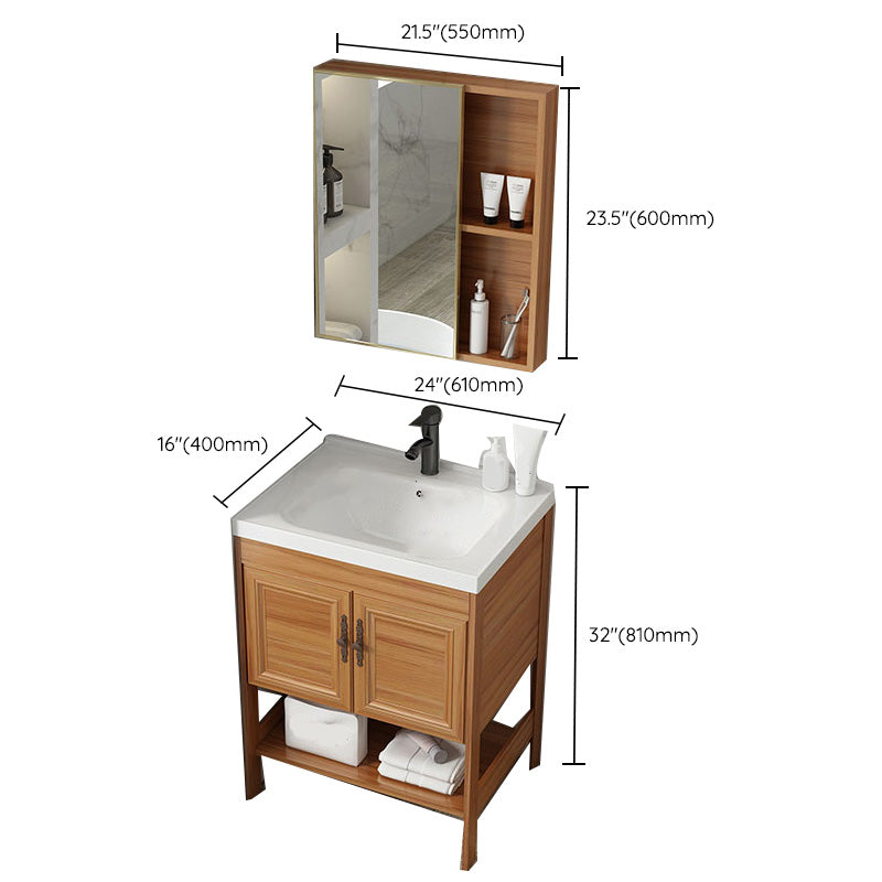 Contemporary Vanity Sink Wooden Mirror Cabinet Bathroom Space Saver Vanity Clearhalo 'Bathroom Remodel & Bathroom Fixtures' 'Bathroom Vanities' 'bathroom_vanities' 'Home Improvement' 'home_improvement' 'home_improvement_bathroom_vanities' 6484913