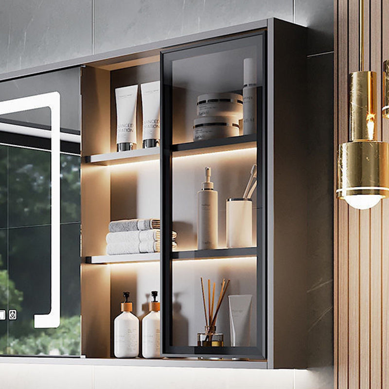 Drawers Bathroom Vanity Metal Single Sink Grey Rectangle Wall Mount Vanity Set with Mirror Clearhalo 'Bathroom Remodel & Bathroom Fixtures' 'Bathroom Vanities' 'bathroom_vanities' 'Home Improvement' 'home_improvement' 'home_improvement_bathroom_vanities' 6484938