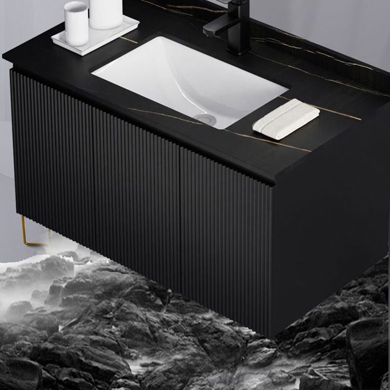 Contemporary Bathroom Sink Cabinet Wall-Mounted Mirror Cabinet Vanity Cabinet in Black Clearhalo 'Bathroom Remodel & Bathroom Fixtures' 'Bathroom Vanities' 'bathroom_vanities' 'Home Improvement' 'home_improvement' 'home_improvement_bathroom_vanities' 6484976