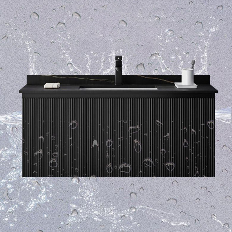 Contemporary Bathroom Sink Cabinet Wall-Mounted Mirror Cabinet Vanity Cabinet in Black Clearhalo 'Bathroom Remodel & Bathroom Fixtures' 'Bathroom Vanities' 'bathroom_vanities' 'Home Improvement' 'home_improvement' 'home_improvement_bathroom_vanities' 6484984