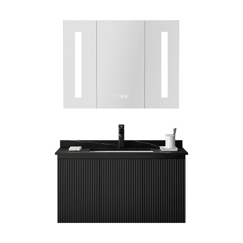 Contemporary Bathroom Sink Cabinet Wall-Mounted Mirror Cabinet Vanity Cabinet in Black Clearhalo 'Bathroom Remodel & Bathroom Fixtures' 'Bathroom Vanities' 'bathroom_vanities' 'Home Improvement' 'home_improvement' 'home_improvement_bathroom_vanities' 6484986