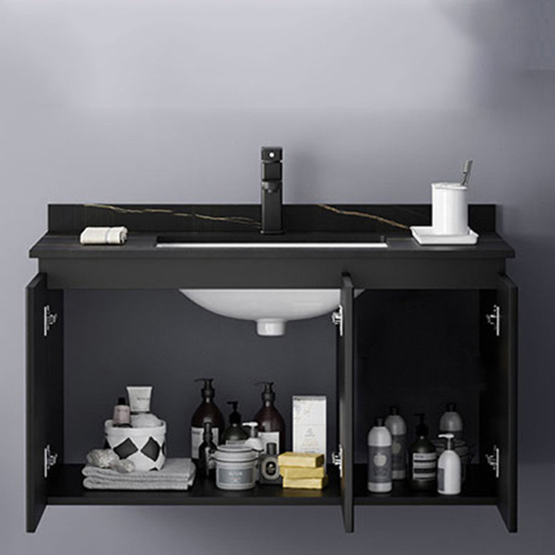 Contemporary Bathroom Sink Cabinet Wall-Mounted Mirror Cabinet Vanity Cabinet in Black Clearhalo 'Bathroom Remodel & Bathroom Fixtures' 'Bathroom Vanities' 'bathroom_vanities' 'Home Improvement' 'home_improvement' 'home_improvement_bathroom_vanities' 6484987