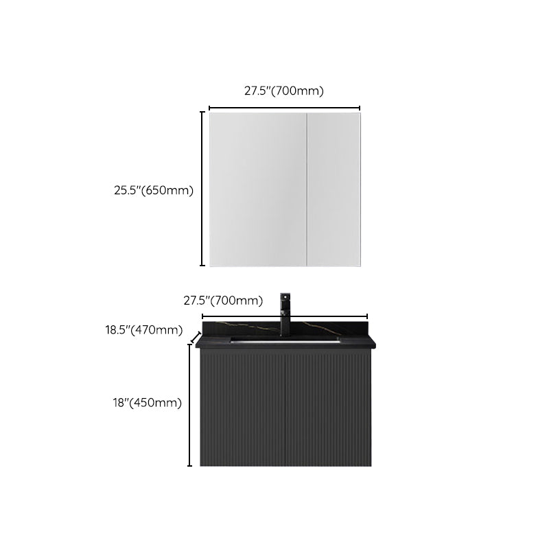 Contemporary Bathroom Sink Cabinet Wall-Mounted Mirror Cabinet Vanity Cabinet in Black Clearhalo 'Bathroom Remodel & Bathroom Fixtures' 'Bathroom Vanities' 'bathroom_vanities' 'Home Improvement' 'home_improvement' 'home_improvement_bathroom_vanities' 6484997