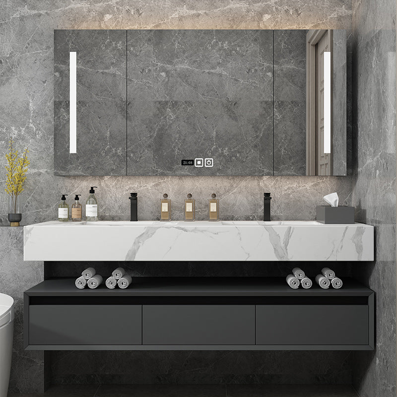 Modern Wall Mount Sink Vanity Wooden Vanity Cabinet with Mirror Cabinet Clearhalo 'Bathroom Remodel & Bathroom Fixtures' 'Bathroom Vanities' 'bathroom_vanities' 'Home Improvement' 'home_improvement' 'home_improvement_bathroom_vanities' 6485004