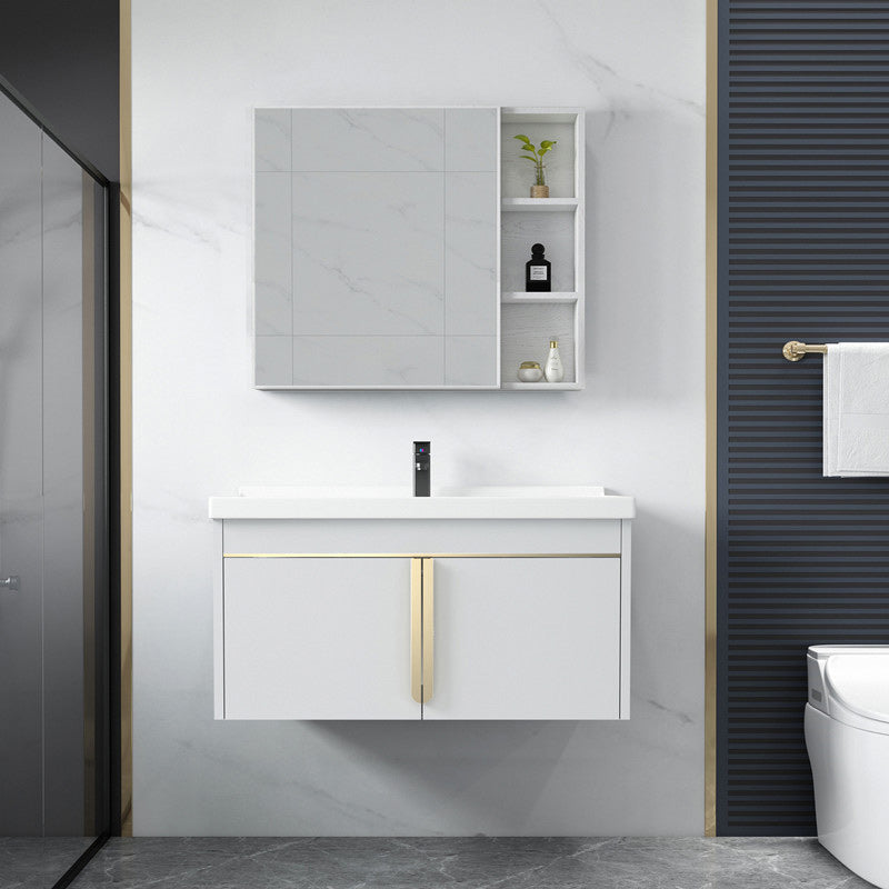 Modern Sink Vanity Metal Color Block Mount Bathroom Vanity Cabinet Clearhalo 'Bathroom Remodel & Bathroom Fixtures' 'Bathroom Vanities' 'bathroom_vanities' 'Home Improvement' 'home_improvement' 'home_improvement_bathroom_vanities' 6485052