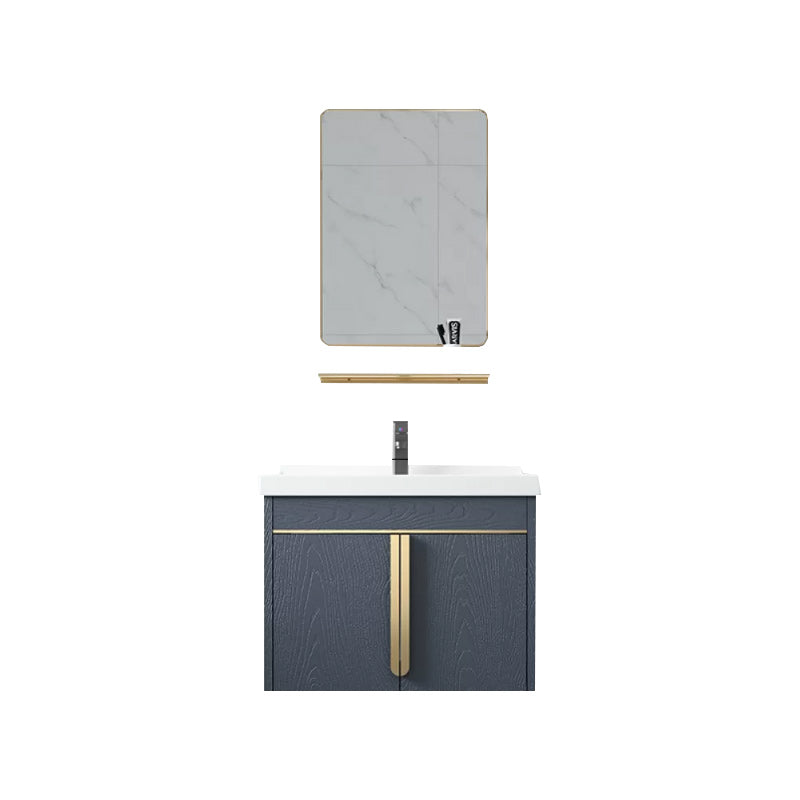 Modern Sink Vanity Metal Color Block Mount Bathroom Vanity Cabinet Vanity & Faucet & Mirrors 24"L x 19"W x 19"H Blue Clearhalo 'Bathroom Remodel & Bathroom Fixtures' 'Bathroom Vanities' 'bathroom_vanities' 'Home Improvement' 'home_improvement' 'home_improvement_bathroom_vanities' 6485053