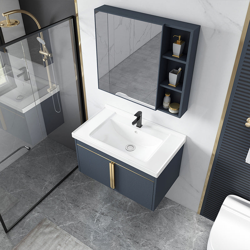 Modern Sink Vanity Metal Color Block Mount Bathroom Vanity Cabinet Clearhalo 'Bathroom Remodel & Bathroom Fixtures' 'Bathroom Vanities' 'bathroom_vanities' 'Home Improvement' 'home_improvement' 'home_improvement_bathroom_vanities' 6485055
