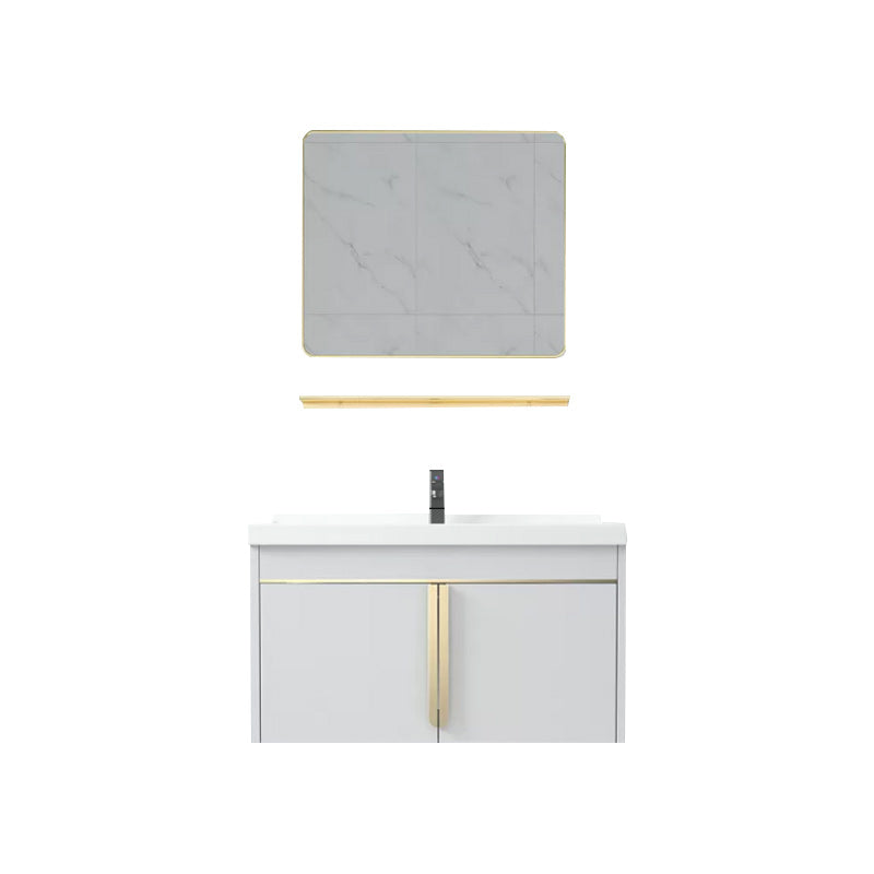 Modern Sink Vanity Metal Color Block Mount Bathroom Vanity Cabinet Vanity & Faucet & Mirrors White Clearhalo 'Bathroom Remodel & Bathroom Fixtures' 'Bathroom Vanities' 'bathroom_vanities' 'Home Improvement' 'home_improvement' 'home_improvement_bathroom_vanities' 6485059