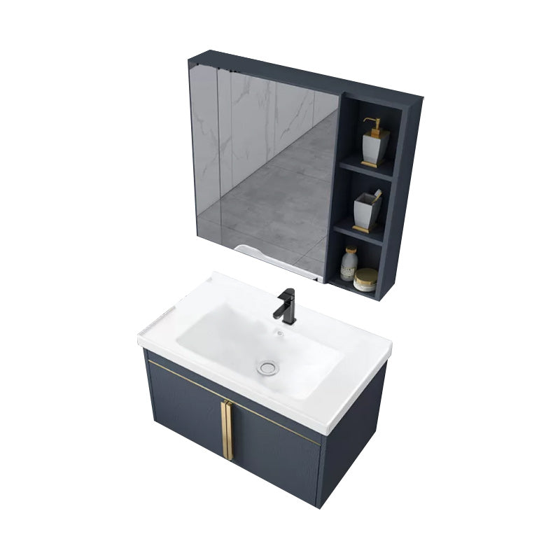 Modern Sink Vanity Metal Color Block Mount Bathroom Vanity Cabinet Vanity & Faucet & Mirror Cabinet Blue Clearhalo 'Bathroom Remodel & Bathroom Fixtures' 'Bathroom Vanities' 'bathroom_vanities' 'Home Improvement' 'home_improvement' 'home_improvement_bathroom_vanities' 6485062
