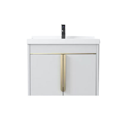 Modern Sink Vanity Metal Color Block Mount Bathroom Vanity Cabinet Vanity & Faucet 24"L x 19"W x 19"H White Clearhalo 'Bathroom Remodel & Bathroom Fixtures' 'Bathroom Vanities' 'bathroom_vanities' 'Home Improvement' 'home_improvement' 'home_improvement_bathroom_vanities' 6485072