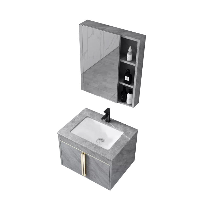 Contemporary Sink Cabinet Mirror Cabinet Vanity Cabinet for Bathroom Vanity & Faucet & Mirror Cabinet 24"L x 19"W x 17"H Gray Clearhalo 'Bathroom Remodel & Bathroom Fixtures' 'Bathroom Vanities' 'bathroom_vanities' 'Home Improvement' 'home_improvement' 'home_improvement_bathroom_vanities' 6485100