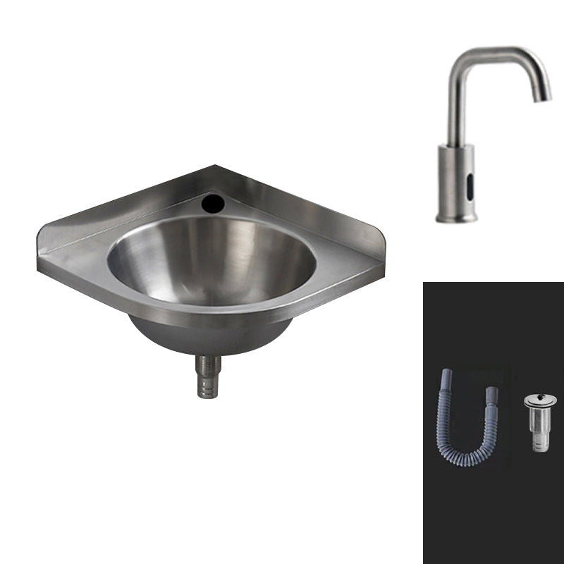 Modern Wall Mount Bathroom Sink Metal Wall Mount Bathroom Sink With Basin Gooseneck High Arc Sink with Faucet Clearhalo 'Bathroom Remodel & Bathroom Fixtures' 'Bathroom Sinks & Faucet Components' 'Bathroom Sinks' 'bathroom_sink' 'Home Improvement' 'home_improvement' 'home_improvement_bathroom_sink' 6485170